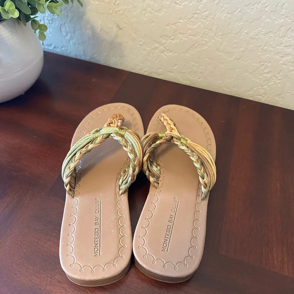 Montego Bay Club Tan and Green Sandals with Elegant Design - Picture 4 of 7